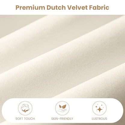 Queen Size Bed Frame, Velvet Upholstered Platform Bed, Cream, view 4