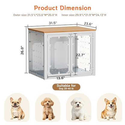 31.5" Transparent Furniture Dog Crate for Small Dogs, with Cushion, view 7