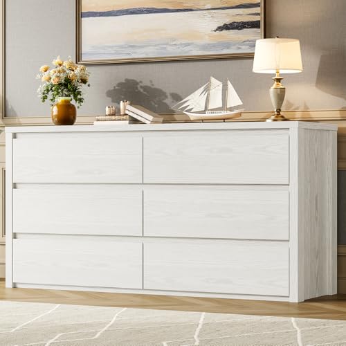 6 Drawer Dresser for Bedroom, Wood Chest of Drawers Handle Free, view 2