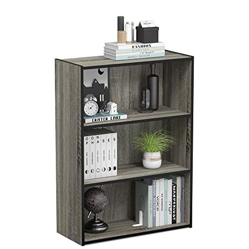PASIR Book Shelf, 3-Tier Bookshelf, Storage Shelves Bookcase, 9.7 x 23.7 x 31.5, for Living Room, Bedroom, Home Office, French Oak