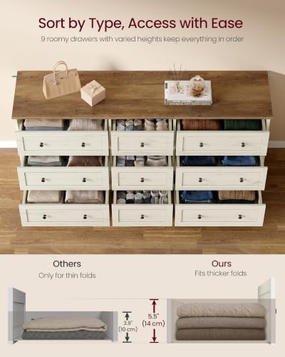 9-Drawer Dresser, Chest of Drawers, 63 x 15.7 x 30.7 in, view 5