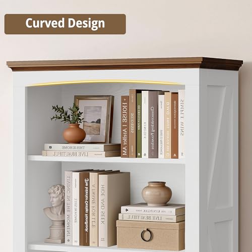 43" Tall 3-Tier Bookshelf, Farmhouse Bookcase White, view 7