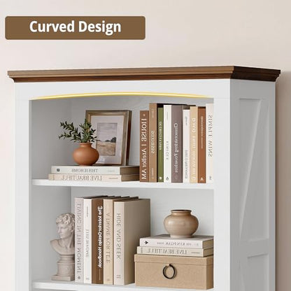 43" Tall 3-Tier Bookshelf, Farmhouse Bookcase White, view 7