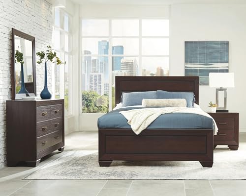 Coaster Home Furnishings Kauffman Transitional 4-Piece Bedroom Set Eastern King Size Panel Bed Frame 54-inch Headboard Dark Cocoa 204391KE-S4