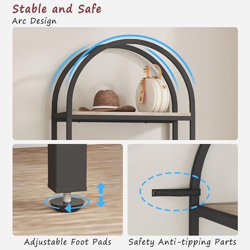 Bookshelf 4 Tier Arched Bookcase, 71.3" Tall Industrial Open Book Shelves for Living Room, Modern Freestanding Display Shelving Storage Rack Metal Frame, Office, Bedroom, Grey