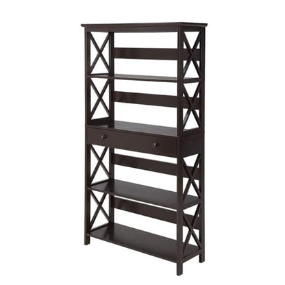 Oxford 5 Tier Bookcase with Drawer, Espresso
