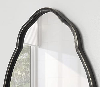 Magritte Traditional Scalloped Mirror, 18 x 30, Black, Decadent Farmhouse Wall Decor