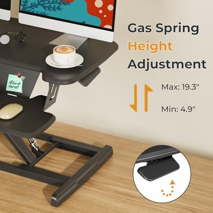 Standing Desk Converter, 32" Height Adjustable Desk Riser, Black, view 5