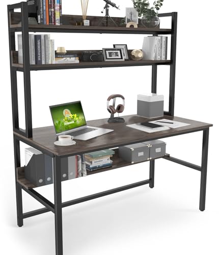 Desk with Hutch, Computer Desk with Shelves, 47 Inch, view 2