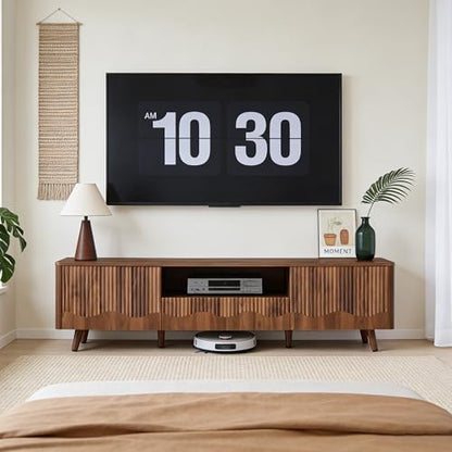 Walnut 62.2” Fluted Wave TV Stand for TVs up to 75”, view 7