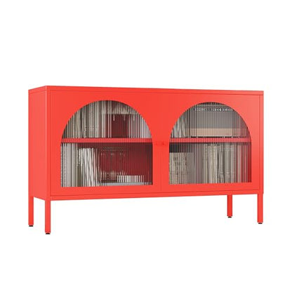 Metal Storage Cabinet with Doors and Shelves, 2 Door TV Stand, view 7