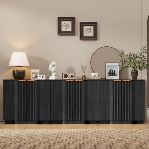 Fluted Buffet Cabinet with Storage, 94.5" Accent Sideboard Credenza, view 5