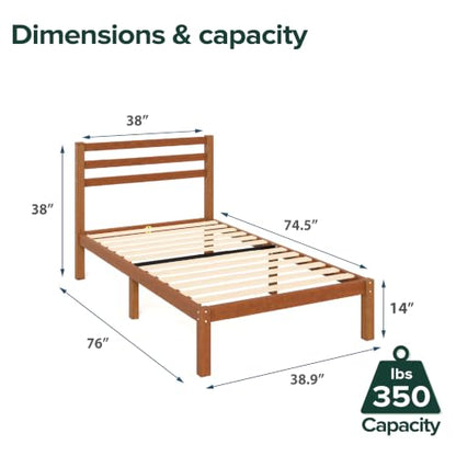 Zinus Leah Bamboo Platform Bed Frame with Headboard, Easy Assembly, Twin, view 3