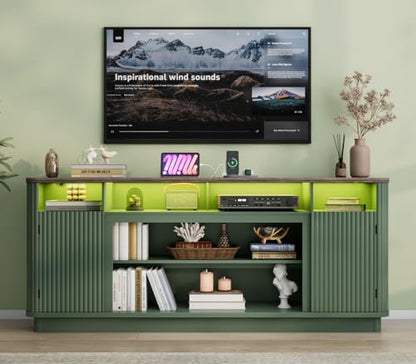 70" Fluted TV Stand for TVs Up to 80 inch Modern Entertainment Center Wood, view 4