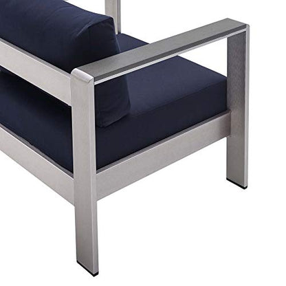 Shore Aluminum 4 Piece Outdoor Patio Furniture Set | Sturdy Anodized Frames | Sunbrella Cushions | Ideal for Casual Gatherings