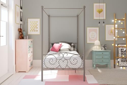 Metal Canopy Kids Platform Bed with Four Poster Design, view 4
