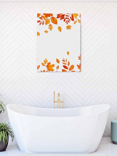 NuYeBiofx Thanksgiving Maple Leaf Canvas Wall Art Prints,48"x32" Framed Picture Artwork Autumn Orange Red Fallen Leaves Printed Canvas Oil Painting for Living Room Bedroom Office,Ready to Hang