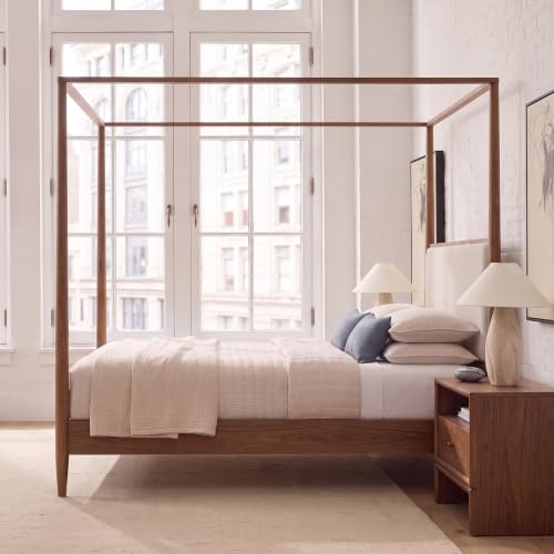 King Size Canopy Bed with Upholstered Headboard, view 6