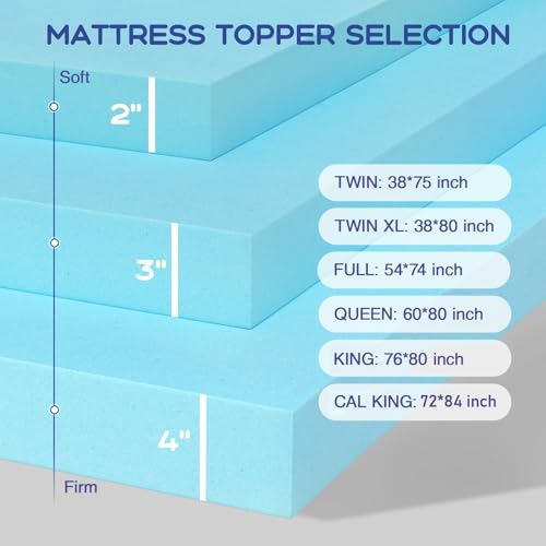 Twin XL Mattress Topper 3 Inch Cooling Gel Memory Foam, view 7