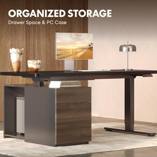 FLEXISPOT 55" Executive Standing Desk with Drawers & CPU Cabinet, Black, view 4