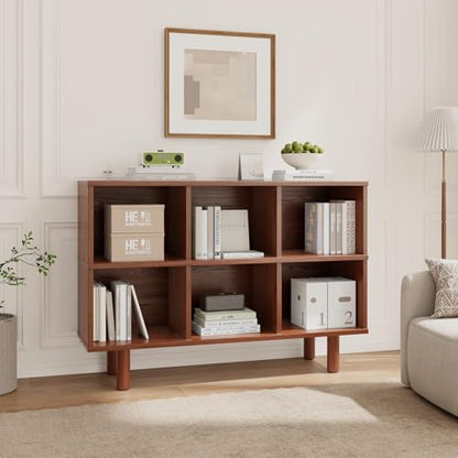 Solid Wood 6 Cube Storage Organizer, Horizontal Bookshelf with Storage, view 2