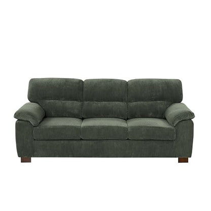 81" Tufted Leather Chaise Lounge, Modern Sofa with Curved Arms, view 3