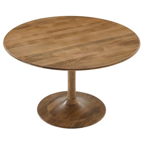 Lippa 48Inch Round Dining Table Solid Wood Natural Finish Modern Kitchen Room Entertaining Home Furniture Quality Stylish Elegant Durable Refined Versatile Contemporary