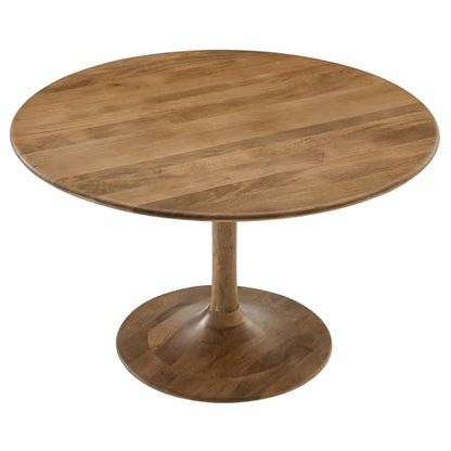 Lippa 48Inch Round Dining Table Solid Wood Natural Finish Modern Kitchen Room Entertaining Home Furniture Quality Stylish Elegant Durable Refined Versatile Contemporary