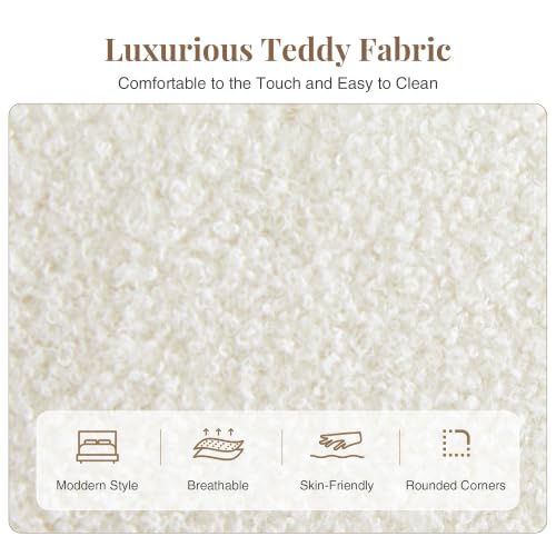 Queen Bed Frame with Adjustable Headboard, Luxurious Teddy Boucle Platform Bed, view 4