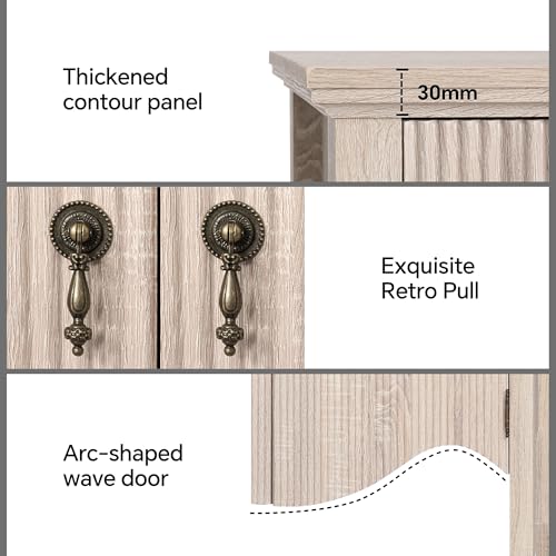 5-Drawer Fluted Dresser Nature Oak/Vintage Brown Wood, Freestanding Organizer, view 6