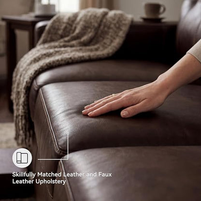 Signature Design by Ashley Santorine Transitional Tufted Leather Match Sofa, Dark Brown