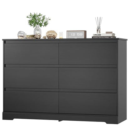 Black Dresser for Bedroom, Modern 6 Drawer Double Dresser, view 2