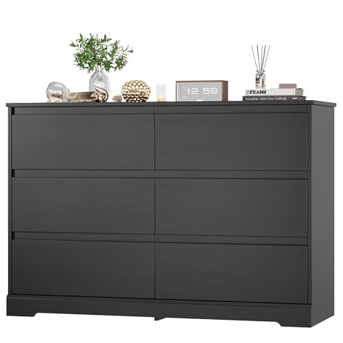 Black Dresser for Bedroom, Modern 6 Drawer Double Dresser, view 2