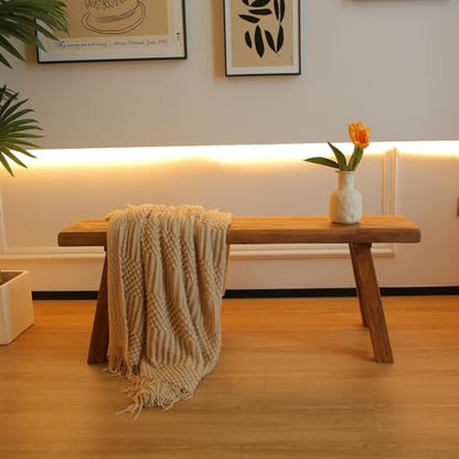 Wooden Bench Indoor – Rustic Farmhouse Narrow Entryway Bench with Slim Skinny, view 6