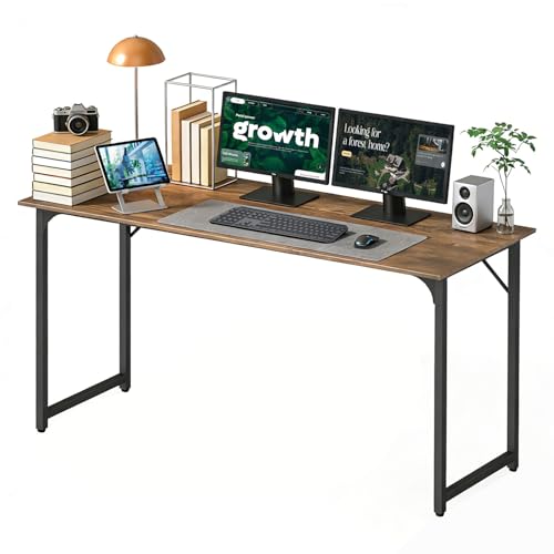 Computer Desk,Home Office Desk, Modern Simple Style for Home Office Study Writing (Brown, 55 Inch)