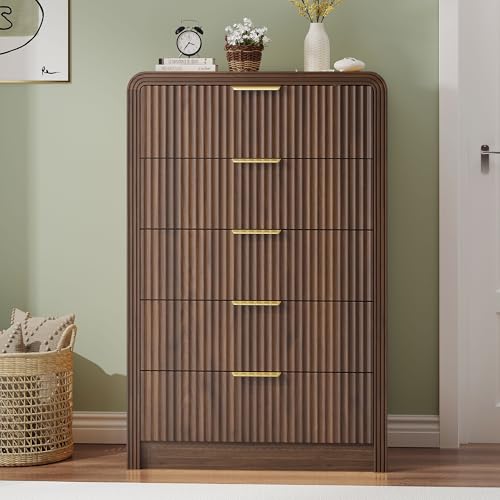 Fluted 5 Drawers Dresser, 48" Tall Chest of Drawers for Bedroom, view 6