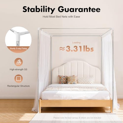 Canopy Bed Frame Full/Queen Size, Stainless Steel Four Corner Bed Brackets, view 6