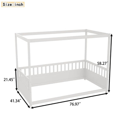 Twin Size Canopy Bed Frame with 4 Posters and Guardrails, view 4