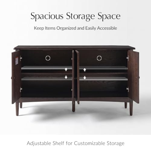 58" Wood Buffet Sideboard Cabinet with Storage, Auburn, view 5