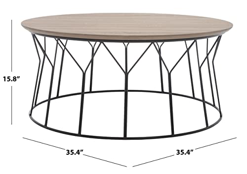 Safavieh Home Collection Deion Retro Mid-Century Light Oak and Black Wood Coffee Table