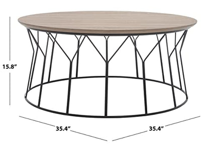 Safavieh Home Collection Deion Retro Mid-Century Light Oak and Black Wood Coffee Table