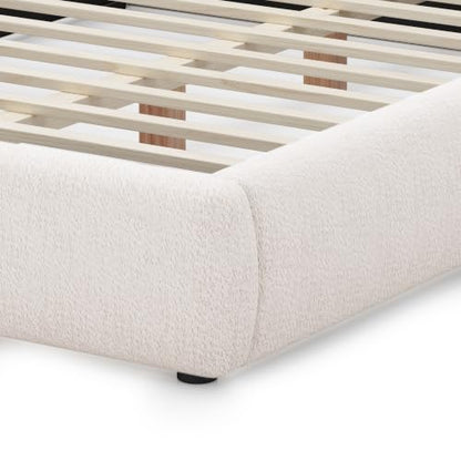 Chenille Upholstered Platform Bed with Oversized Pillow Headboard, view 8