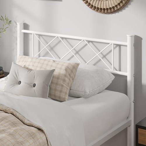 Twin Size Bed Frame with Headboard, Heavy Duty Bedframe with Strong Metal Slats, view 7