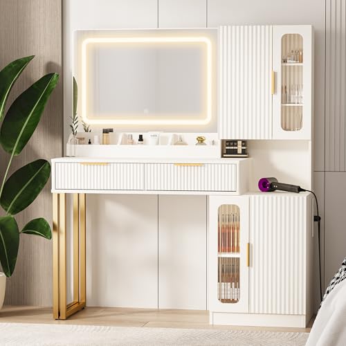 42" Modern Makeup Vanity Desk with Mirror and Lights, view 7