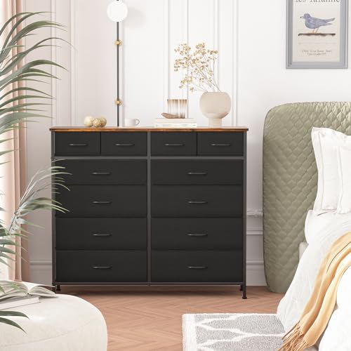 Dresser for Bedroom with 12 Drawers, Tall Fabric Drawer Dressers, view 3