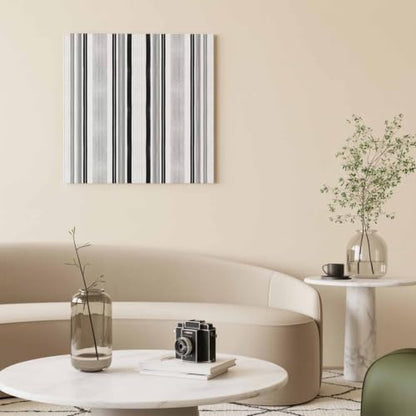 Modern Black and Grey Stripe Canvas Print Wall, Minimalist Trend Vertical Stripes Framed Canvas Art Wall Decor Pictures Painting Artwork for Living Room Bedroom, Ready to Hang, 16" x 16"