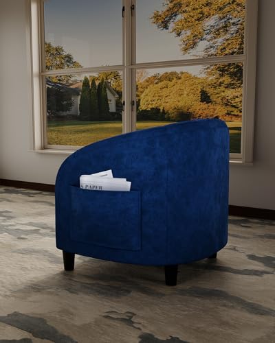 Accent Chair for Living Room Barrel Club Chair with Soft Padded Seat & Sturdy Legs for Bedroom Waiting Room Reception Chairs - Blue