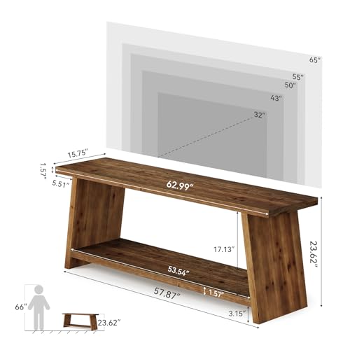 Solid Wood TV Stand, Farmhouse Media Console for 55/60/65 inch TV, view 3
