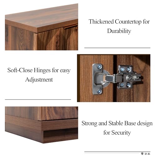 118" Sideboard Buffet Cabinet with 3D Geometric Doors, Long Credenza, view 7