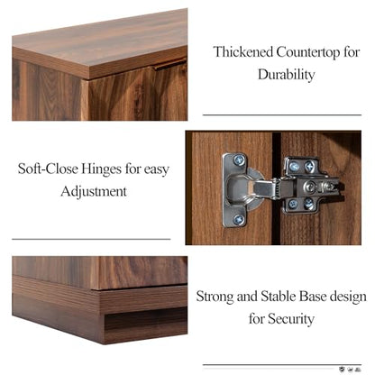 118" Sideboard Buffet Cabinet with 3D Geometric Doors, Long Credenza, view 7